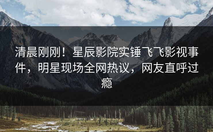 清晨刚刚！星辰影院实锤飞飞影视事件，明星现场全网热议，网友直呼过瘾
